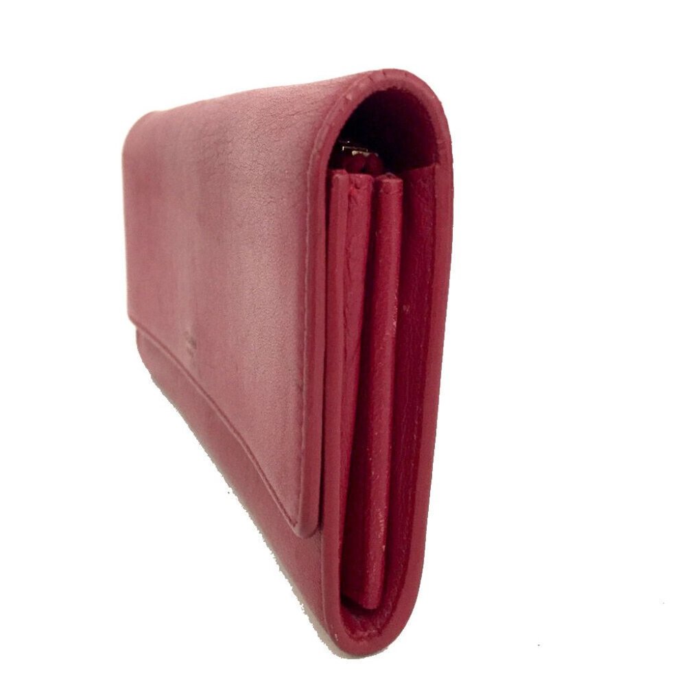CELINE Red Leather Logo Large Flap Long Bifold Wallet - Picture 2 of 8